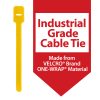 YELLOW - Industrial Grade 1 - Speedtech International A yellow cable tie is shown next to a red banner reading: Industrial Grade Cable Tie. Made from VELCRO Brand ONE-WRAP Material.