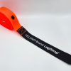 A rolled-up orange VELCRO® Brand LOGISTRAP® Pallet Strap with a black end labeled in white text, shown on a plain white surface.